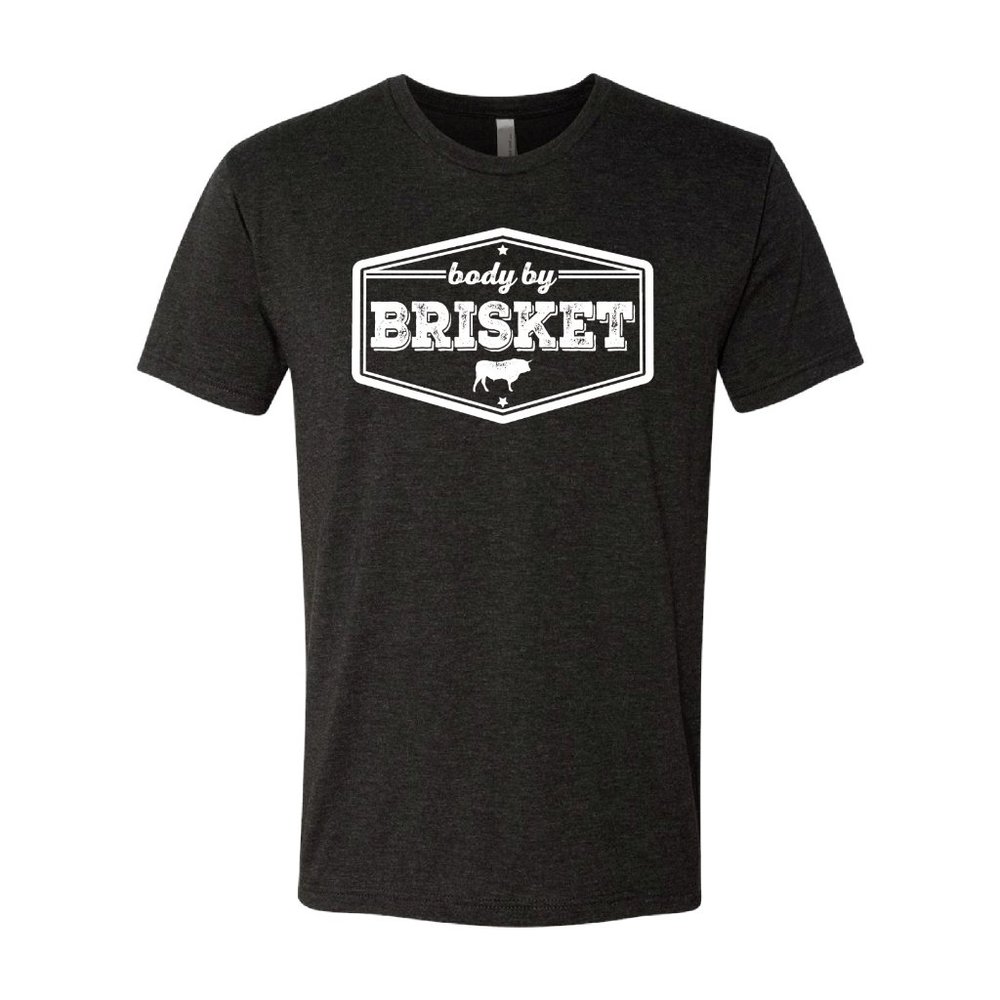 Next level Tri blend Body By Brisket Black shirt BBQ